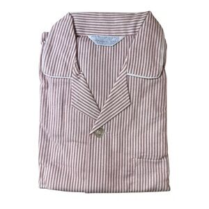 Permanent Press Flannel Button Up Pajama Shirt Men Medium NWT Pinstripe Fleece